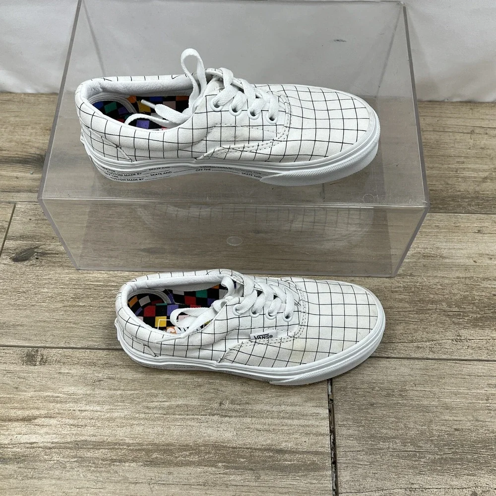 Vans Era U-Color Checkerboard White Shoes Kids Size 1